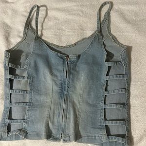 Vintage Acid Washed Wally’s Jeans Jean Top With hole Design size XL!